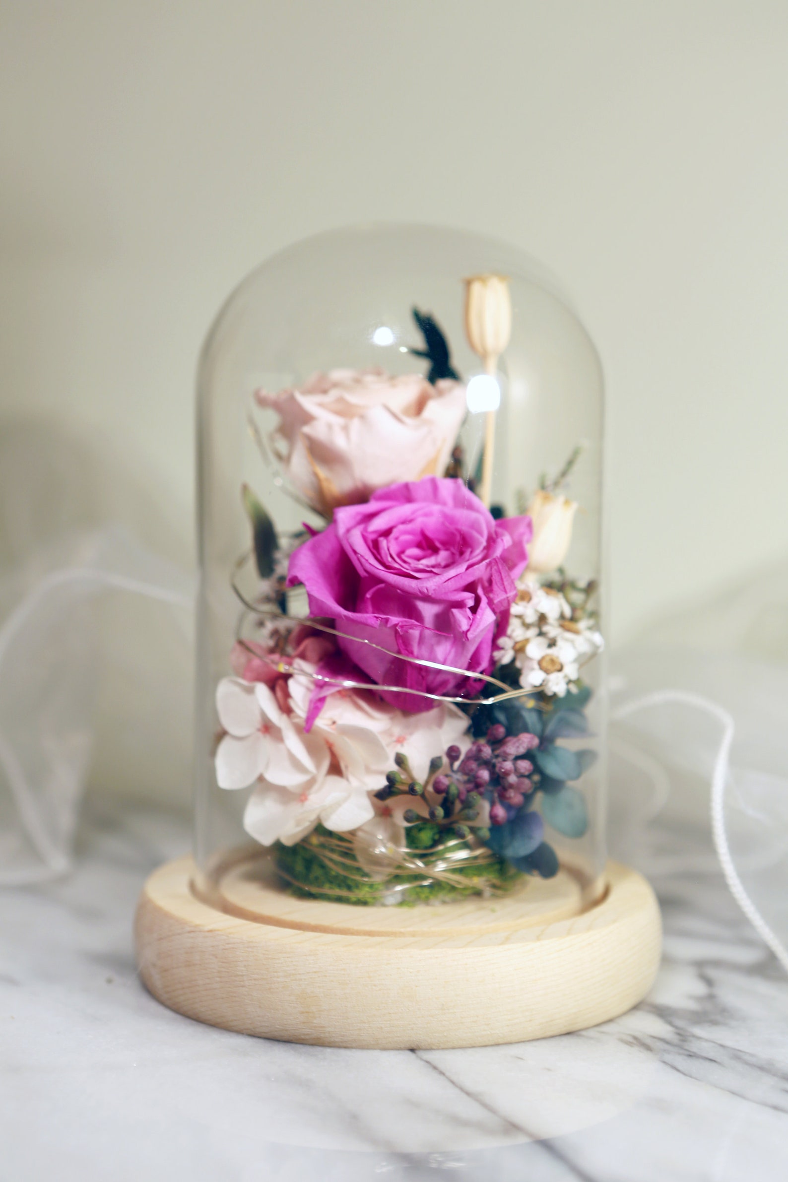 Preserved Flower Glass Dome With Led 07 Etsy