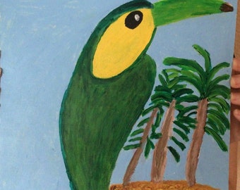 Schilderij toekan: tropische eilandkunst uit Costa Rica