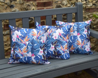 Outdoor Waterproof Exotic Flower Print Cushion