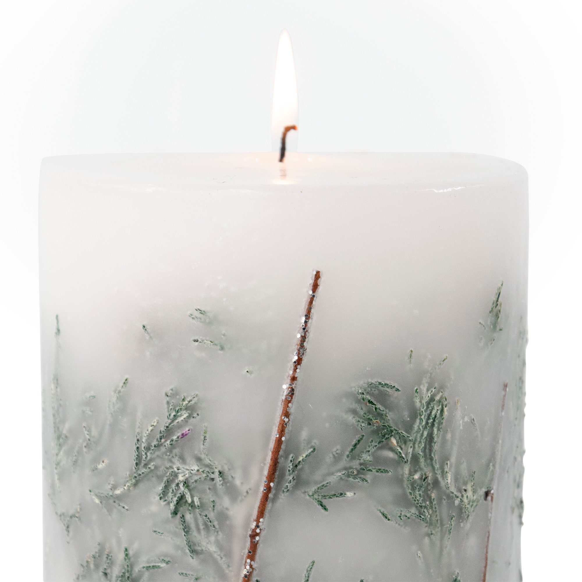 Evergreen Pine Scented Botanical Pillar Candle Etsy