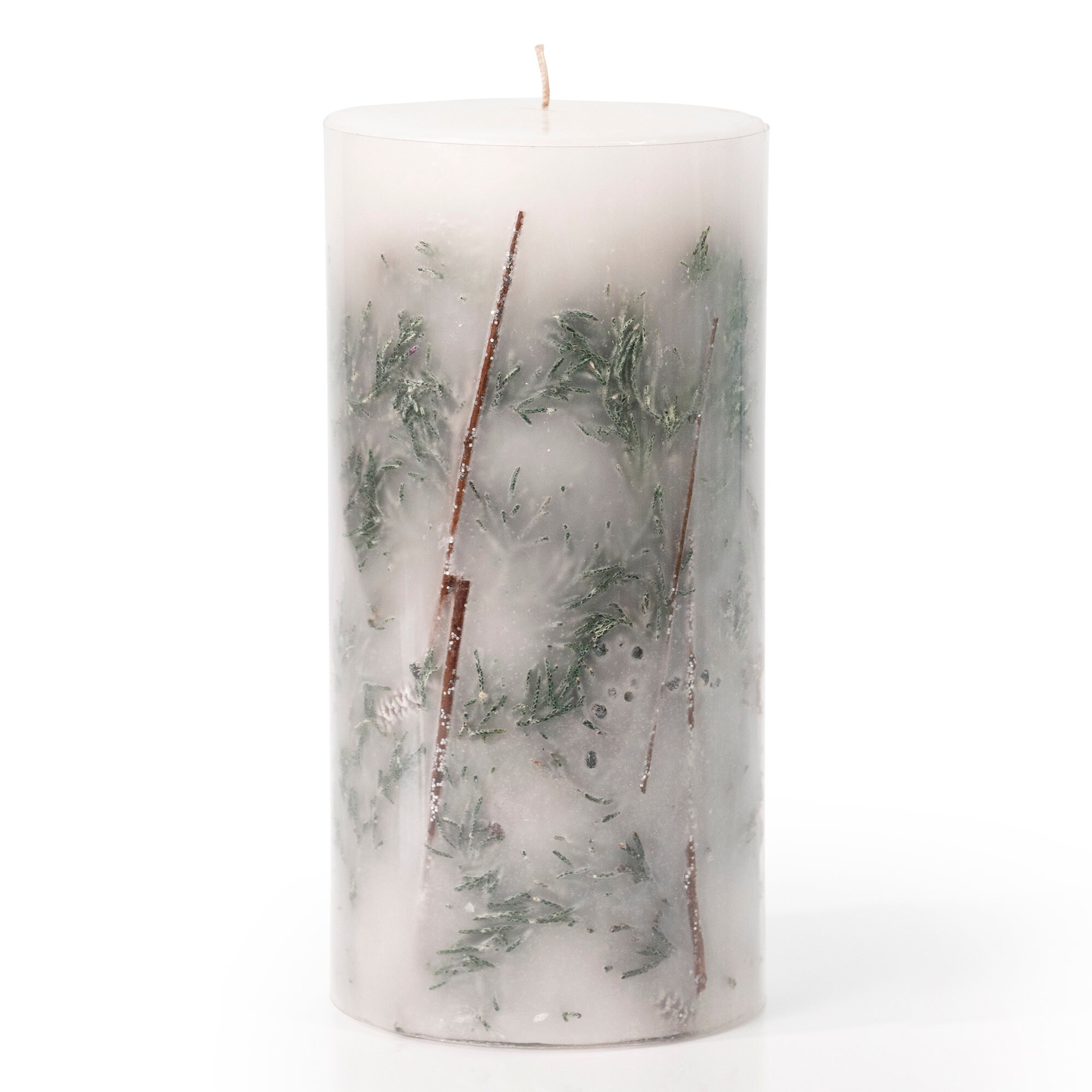 Evergreen Pine Scented Botanical Pillar Candle Etsy