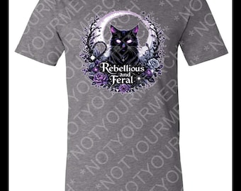 Rebellious and Feral Cat Shirt – Gothic Witchy Feminist Tee for Women