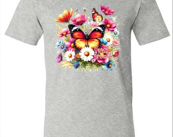 Floral Butterfly Protest Tee | Subtle Anti-Trump Shirt | Feminist V-Neck or Crew Neck T-Shirt