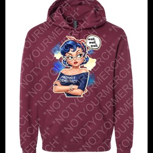 Well Well Well Protect Democracy Hoodie - Cozy Unisex Classic Fit with Brushed Fleece Interior & Pouch Pocket Maroon