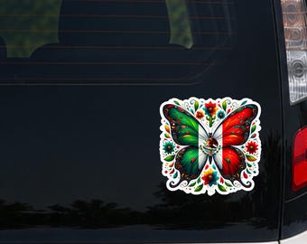 Mexikanische Flagge Schmetterling Vinyl Aufkleber Aufkleber - Blumenmuster Schmetterling Design für Auto Aufkleber