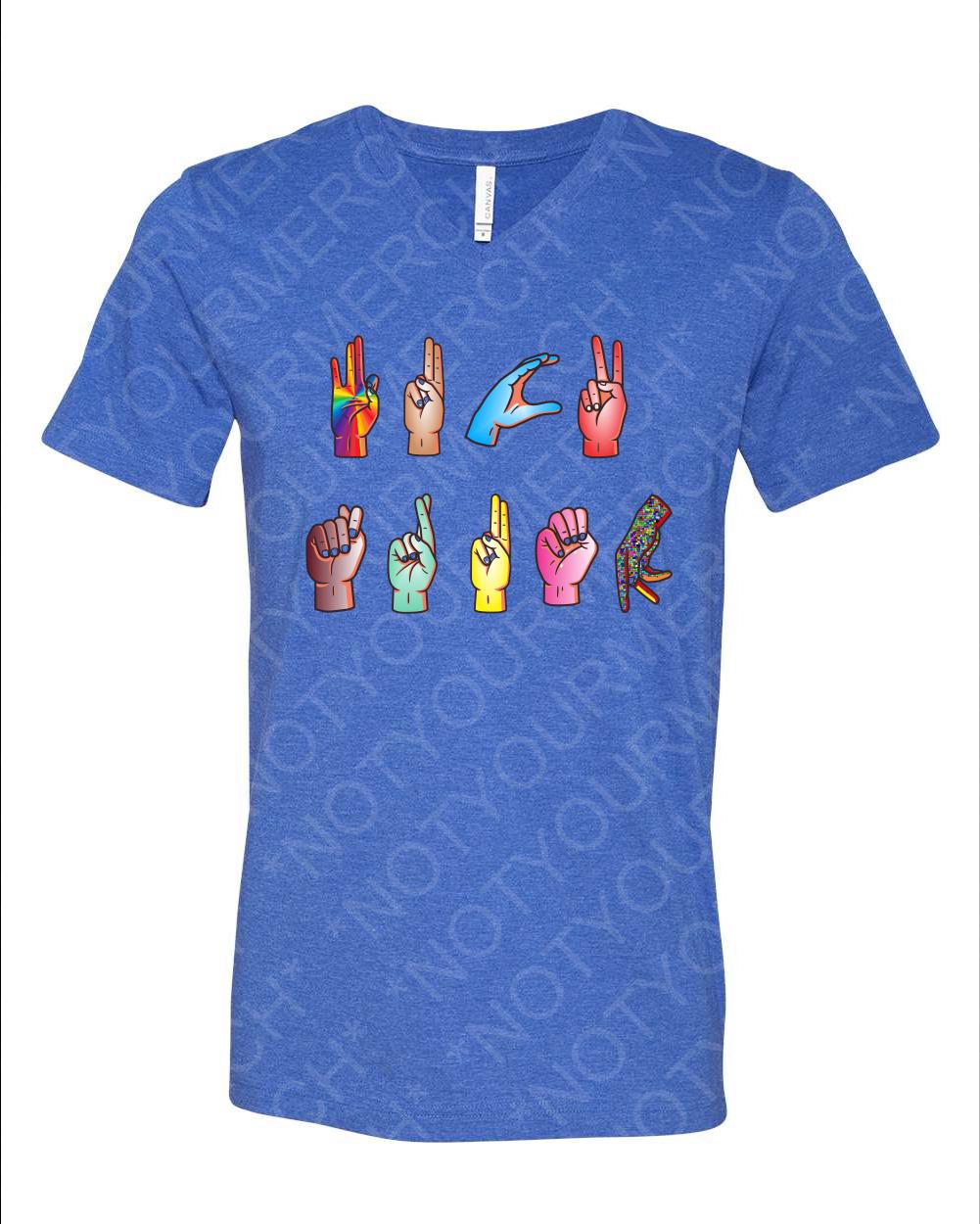 F* Trump" in Sign Language V-Neck Shirt