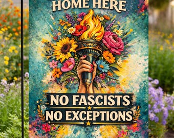 Hate Has No Home Here Garden Flag | Anti Fascism Yard Flag | Progressive Outdoor Decor | Protest Garden Flag STAND NOT INCLUDED