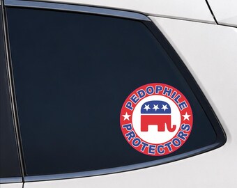 Pädophile Beschützer Politischer Vinyl Aufkleber Aufkleber - Satirischer Elefanten-Grafik-Auto-Aufkleber