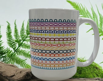 FDT Coffee Mug – 15oz Ceramic Cup | Subtle Political Statement Mug with Colorful Pattern Design