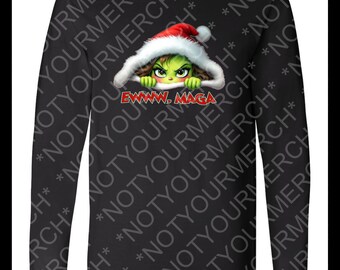 Funny Green Chibi Anti-MAGA Christmas Long Sleeve Shirt – “Eww MAGA,” Holiday Graphic Tee