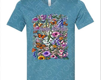 F * ck You Orange Dck Tator - Anti-Trumpf - Feminist - Floral Schmetterling Grafik V Ausschnitt T-Shirt