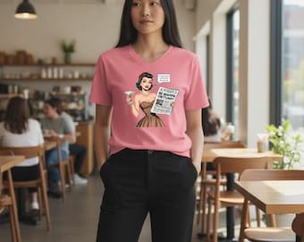 Manifesting a Historic Headline Shirt – Retro Pin-Up Political Satire Tee – Funny Obituary Humor T-Shirt – Vintage Style Graphic Tee