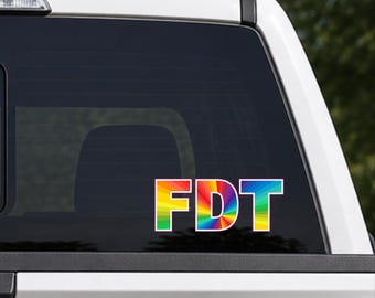 FDT Regenbogen-Vinyl-Aufkleber – farbenfroher Statement-Schriftzug für Autos, Laptops & Trockner