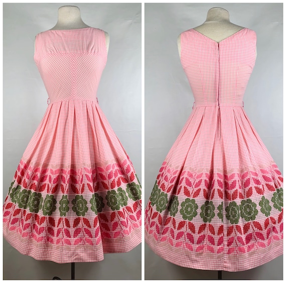 Pink Gingham 1950s / 60s Betty Barclay Cotton Sund