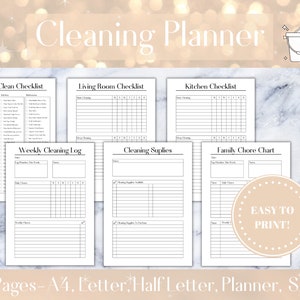 Deep Cleaning Printable Planner | Weekly Cleaning Planner | Cleaning Checklist | Cleaning Schedule | Weekly Chores