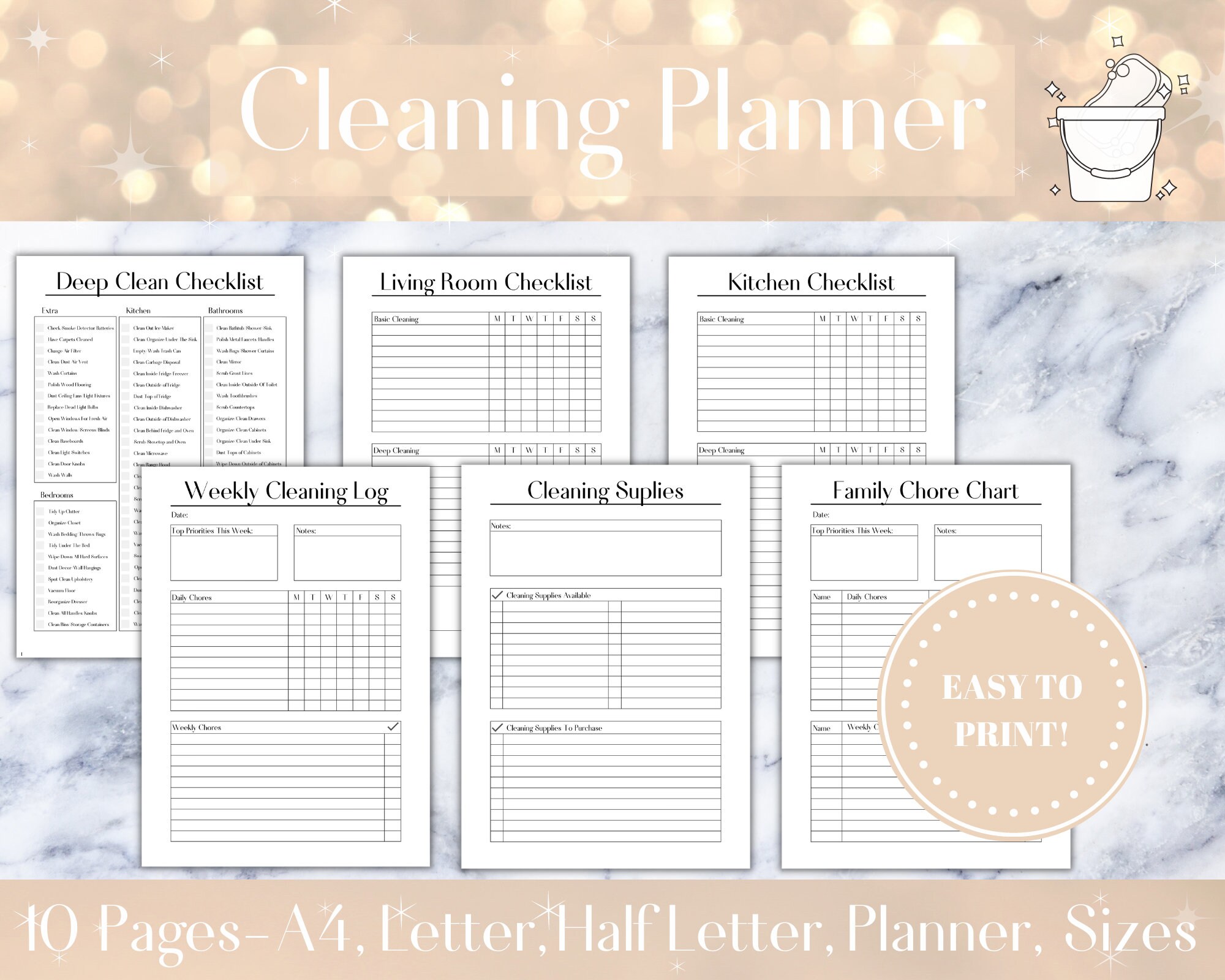 Deep Cleaning Printable Planner | Weekly Cleaning Planner | Cleaning ...