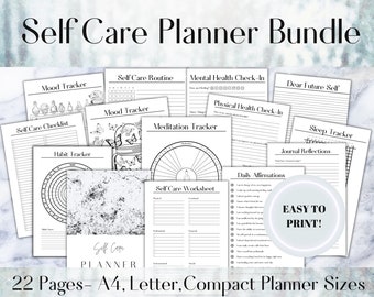 Self Care Planner Printable | Mental Health Journal | Gratitude Journal | Self Care Kit | Self Care Journal | Self Care Workbook |