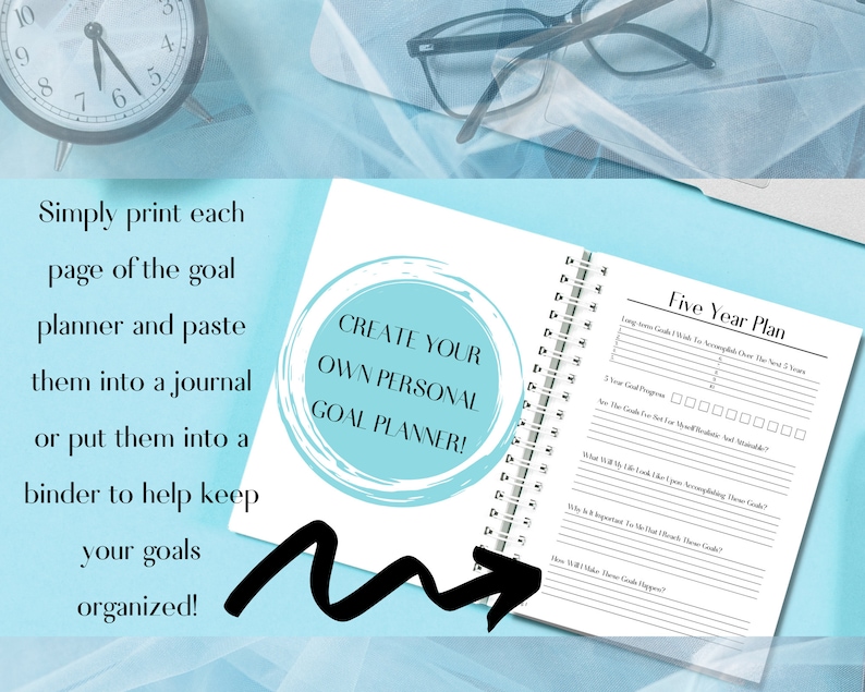 5 Year Plan Printable 5 Year Goal Planner Worksheet Yearly Goal Tracker ...