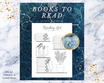 Books To Read Bullet Journal Insert Tracker Printable, Reading Log, Reading List | A4, Planner, & Letter Sizes