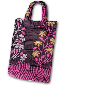 Sacs fourre-tout cadeau sari réutilisables, mini fourre-tout sari, sacs imprimés en coton colorés, faits main de manière éthique au Bangladesh