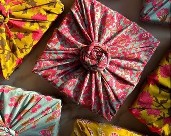 Envolturas de regalo sari hechas a mano, paños de envoltura reutilizables furoshiki ecológicos hechos a mano éticamente en la India