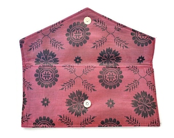 Seide Sari Clutch Bag, Rose Pink Abendtasche, ethisch handgefertigt in Indien