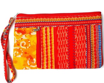 Sari Handgelenktasche, handgemachte Clutch, Sari Geldbörse, Abendtasche, Reisebrieftasche, Kartenhalter, Handytasche, umweltfreundliche Geschenke