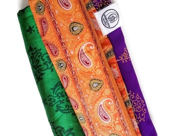 Set of 3 Sari Gift Wraps, Fair Trade Furoshiki Gift Wrap, Reusable Eco Friendly Wrapping Cloths Ethically Handmade in India, Ships from EU