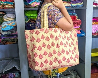 Large capacity upcycled sari market tote bag, reusable paisley print tote ethically handmade in India