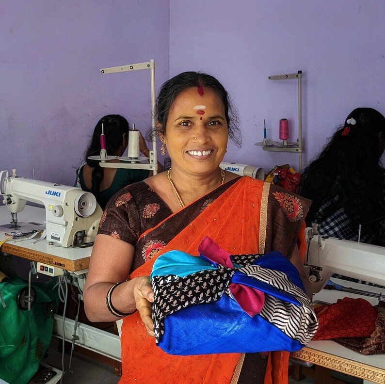 Sari cadeauverpakking, XL herbruikbare furoshiki cadeauverpakking, gerecyclede sari, furoshiki inpakdoek, milieuvriendelijk, cadeaus voor mama, moederdagcadeaus afbeelding 8