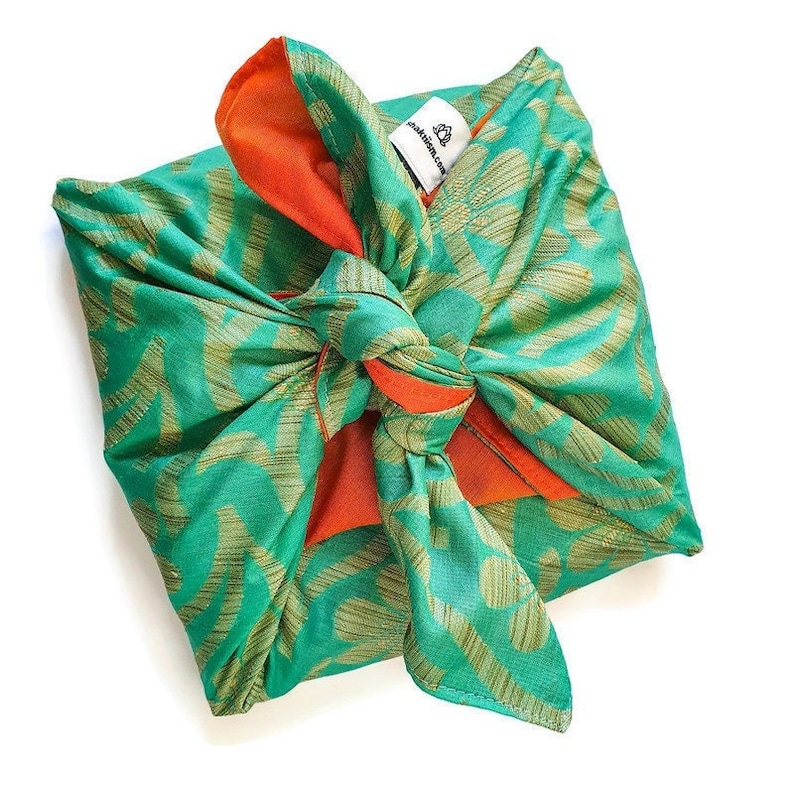 Große handgemachte Sari-Geschenkverpackungen, wiederverwendbare Öko-Wraptücher im Furoshiki-Stil, ethisch handgefertigt in Indien Bild 8