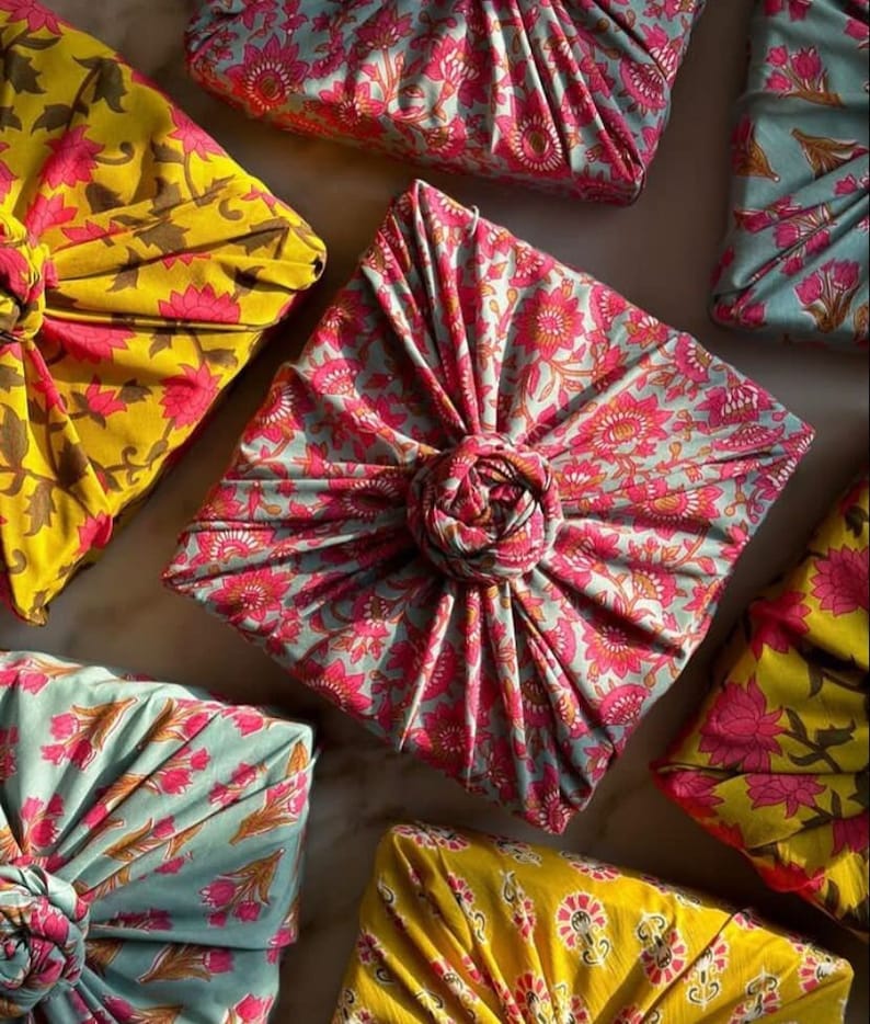 upcycled sari gift wraps