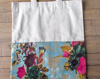 Upcycled Sari Cotton Tote Bag: Fair Trade Shopping Bag, Handmade in India