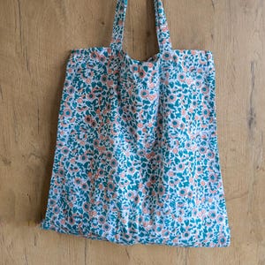 Large Floral Tote Bag: Block Printed Organic Cotton, Ethically Handmade