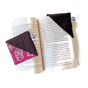 Handmade Fabric Book Page Corner: Block Print Sari Scrap Bookmark
