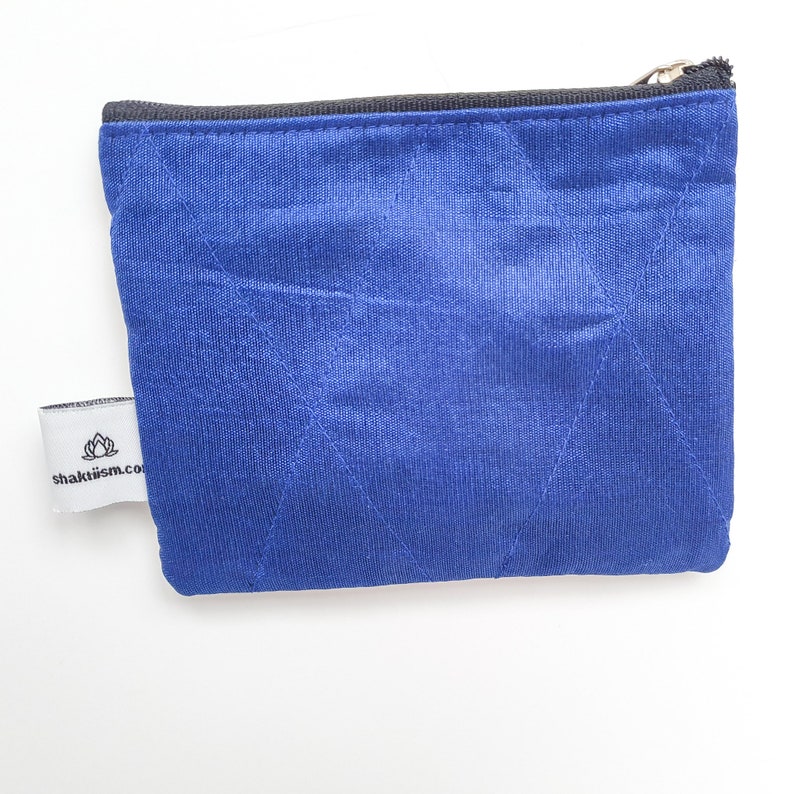 natural ink ethically handmade in India organic cotton upcycled sari fabric zipper pouch Vintage sari coin purse small wallet