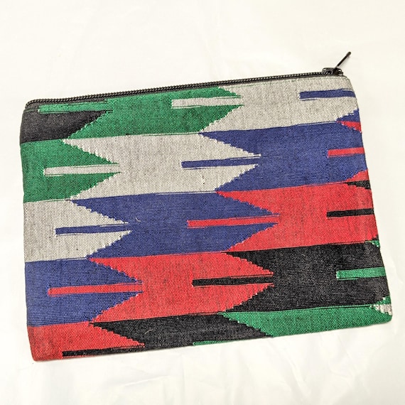 Handwoven Nepali Dhaka Zipper Pouches: Colourful Fair Trade Purse with Geometric Patterns
