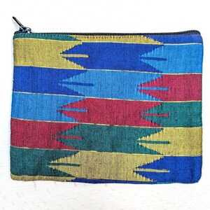 Borsa in tessuto nepalese Dhaka intrecciata a mano, borsa del commercio equo e solidale con chiusura a cerniera, tessitura Dhaka, realizzata a mano eticamente a Kathmandu, Nepal