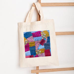 Upcycled Sari Patchwork Tote Bag: Fair Trade Organic Cotton