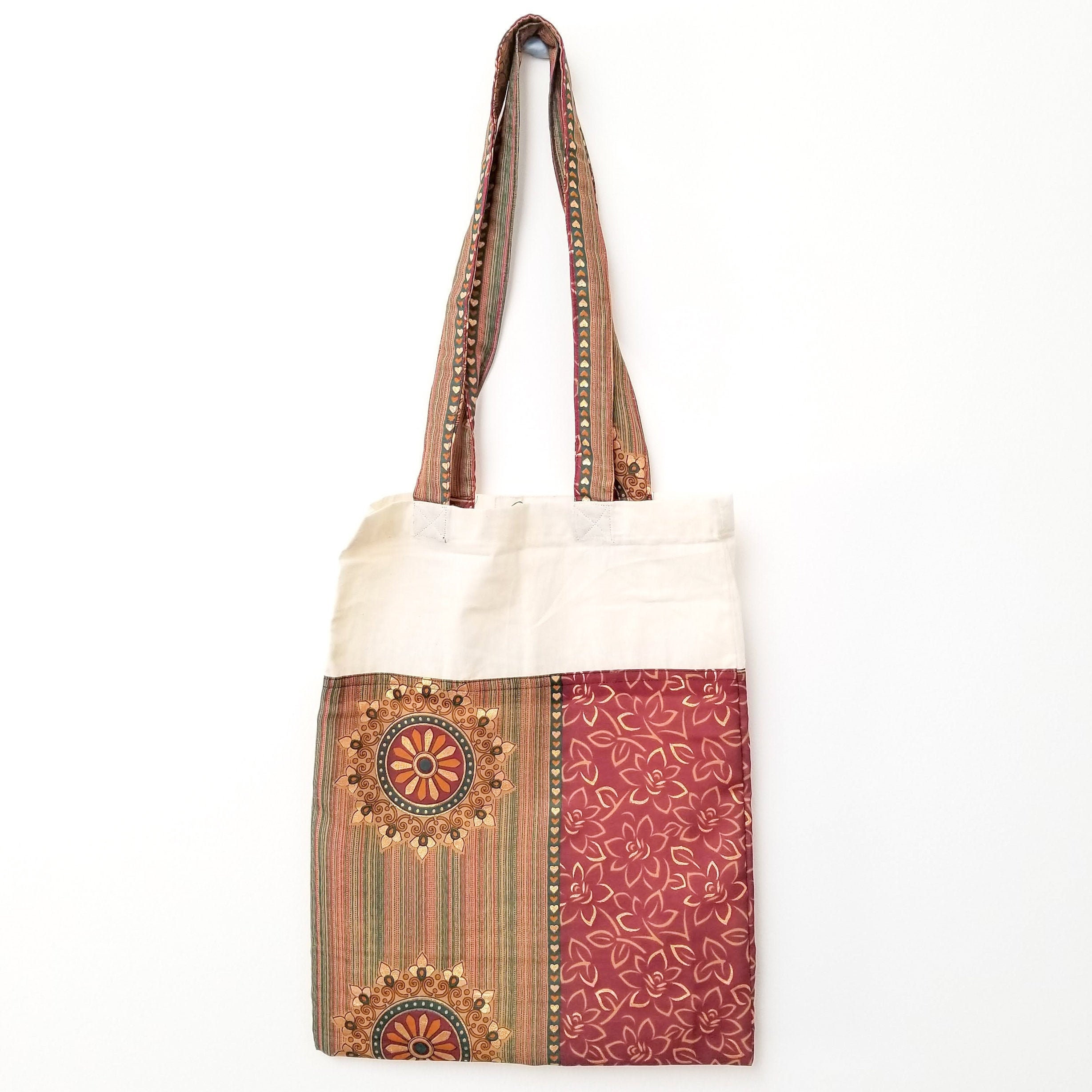 Vintage sari tote bag reusable upcycled sari organic cotton | Etsy
