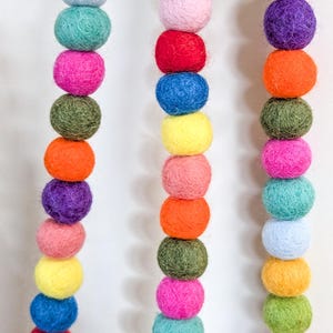 Rainbow Felt Ball Garland: Eco-Friendly Bunting, Handmade in Nepal