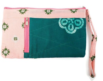 Pochette de poignet sari, pochette faite main, sac à main sari, sac de soirée, portefeuille de voyage, porte-cartes, porte-monnaie pour téléphone portable, pochette, cadeaux respectueux de l'environnement