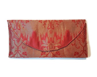 Sari Clutch, Abendtasche, rote Geldbörse, handgemachte Geldbörse, Upcycled Sari, Date Night Bag, fairer Handel, Umschlag Clutch, umweltfreundlich, ethisches Geschenk