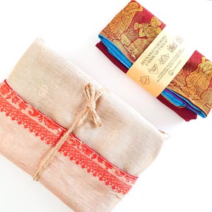Embrulhos de presente feitos à mão com sari, panos de embrulho reutilizáveis estilo Furoshiki, embrulho de presente ecológico, feito à mão eticamente na Índia, enviado da UE