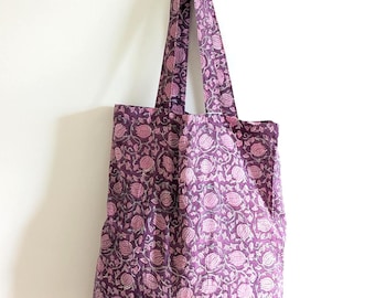 Colourful Floral Block Printed Cotton Tote Bags: Ethically Handmade in India