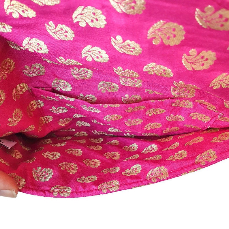 Sari clutch bag, roze tas, upcycled sari, ethisch handgemaakt, handgemaakt zakje, roze avondtasje, envelopkoppeling, ethische geschenken, ecogeschenken afbeelding 6