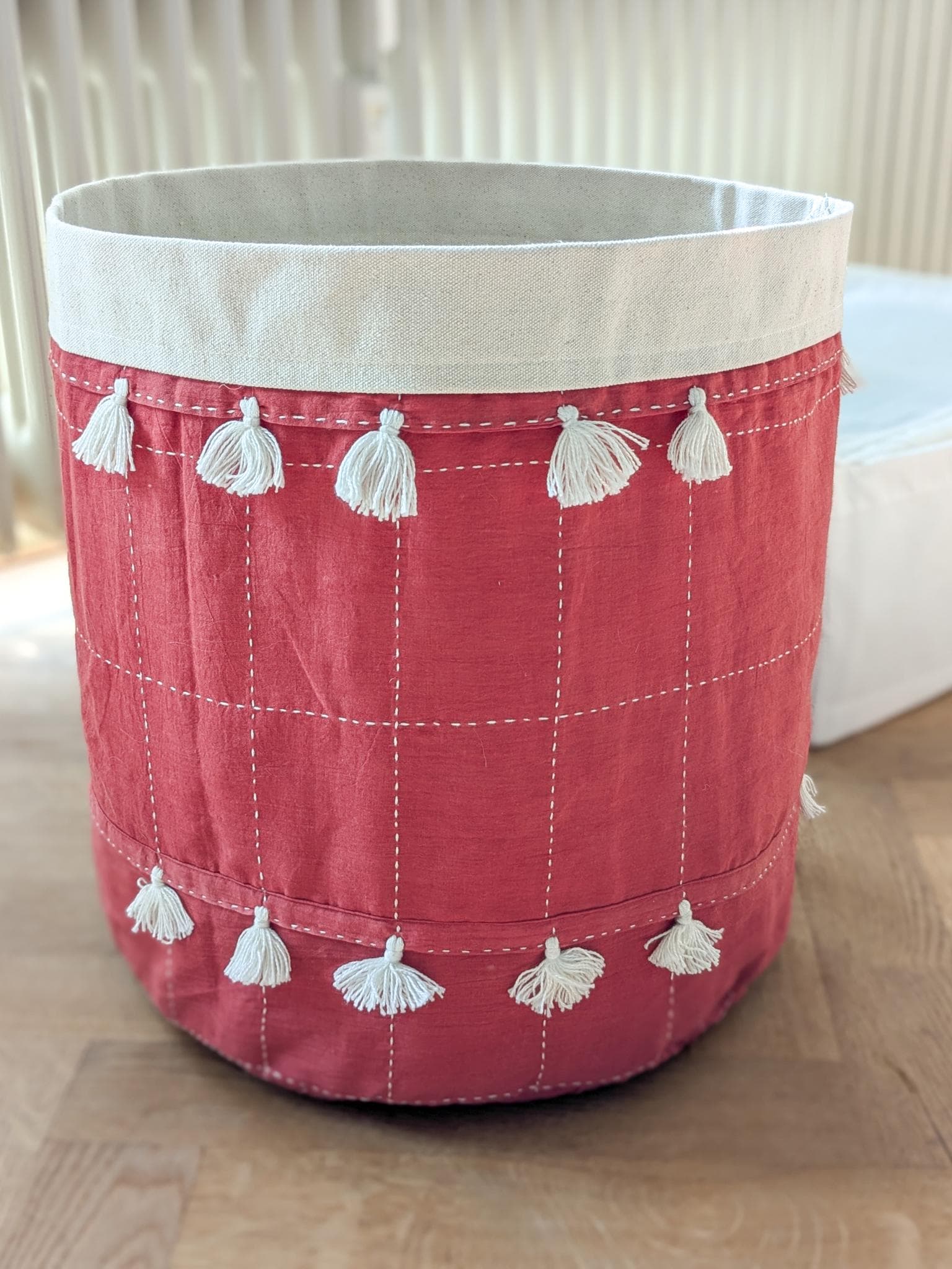 Organic Cotton Canvas Storage Bin, Fair Trade Decorative Storage Basket Ethically Handcrafted in India
