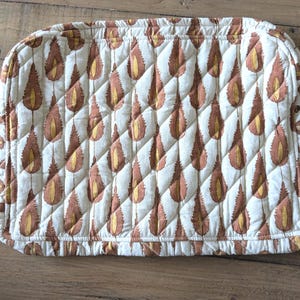 Handmade Quilted Laptop Sleeve: Floral Block Print, 13-13.5 inch