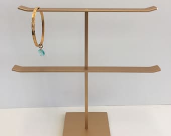 Gold Pagoda Bracelet Holder, Two Tier Jewelry Organizer