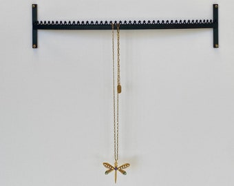 Wall Mounted Necklace Organizer: Black Steel Jewelry Display